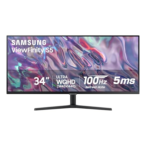 SAMSUNG 34" ViewFinity S50GC Series Ultra-WQHD Monitor, 100Hz, 5ms, HDR10, AMD FreeSync, Eye Care, Borderless Design, PIP, PBP, LS34C502GANXZA, 2023, Black