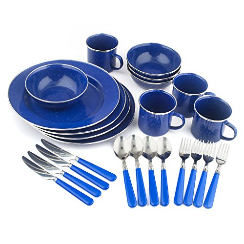 Stansport Enamel Camping 24-Piece Tableware Set