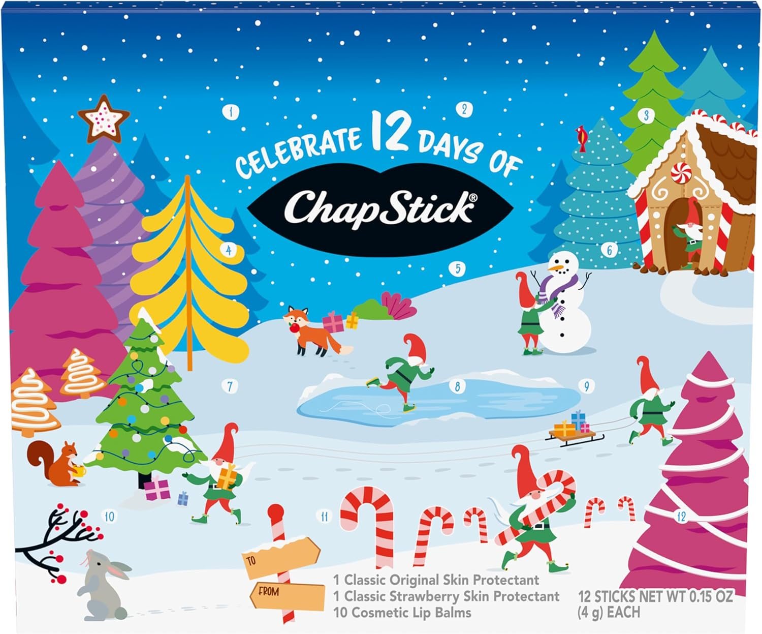 ChapStick 12 Days of Holiday Advent Calendar Lip Balm Gift Set