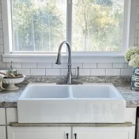 Sinkology Parker Crisp White Fireclay 34" Double Bowl Farmhouse Kitchen Sink
